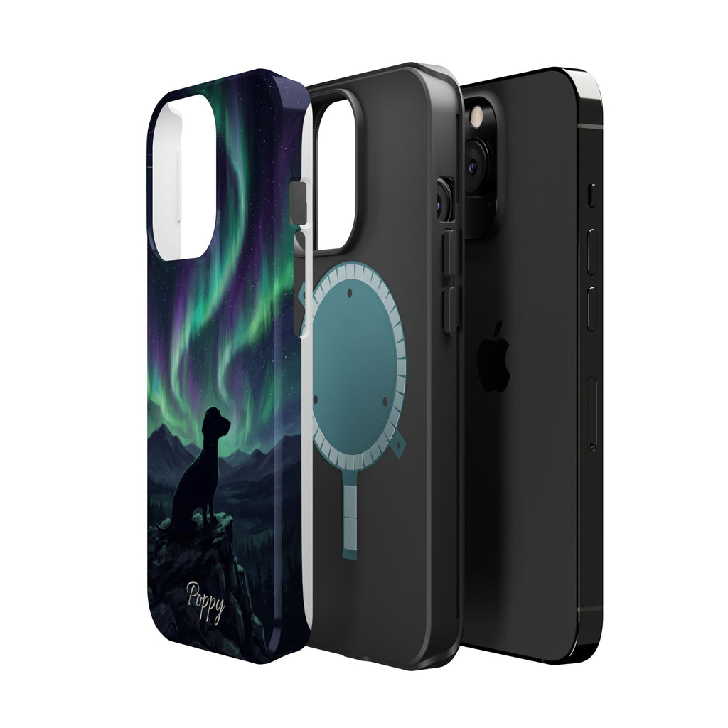 Personalized Dachshund Northern Lights Phone Case — Wireless Charging Cover