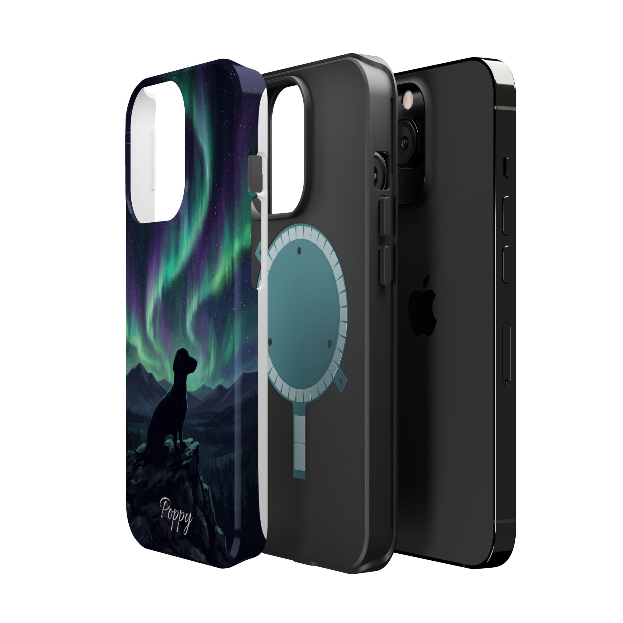 Personalized Dachshund Northern Lights Phone Case — Wireless Charging Cover
