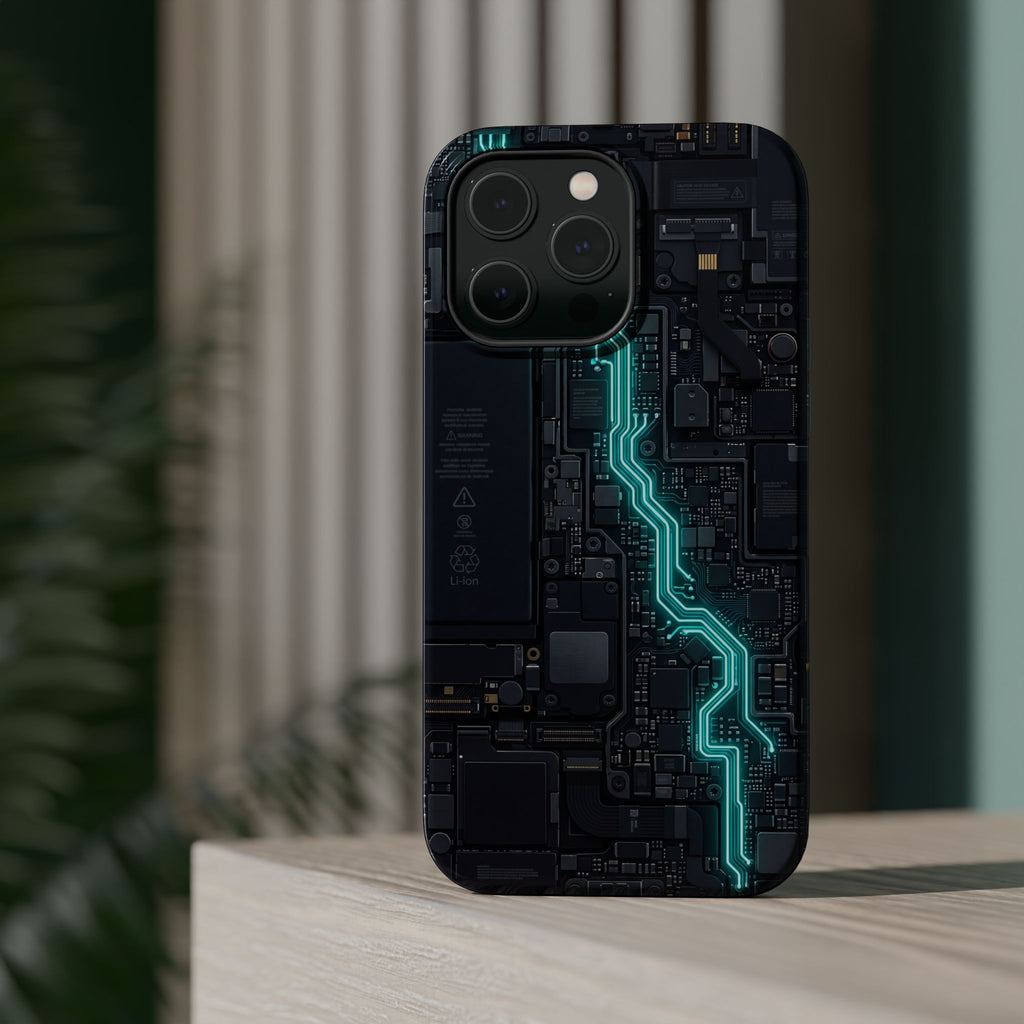 Cyan Bolt Electrician Phone Case — Electric Circuit Wireless Charging Cover
