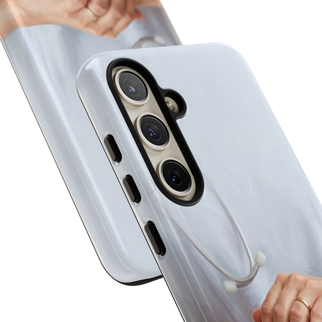 Nurse's Comforting Hands Phone Case | Caring Hands & Stethoscope Illustration | iPhone & Samsung