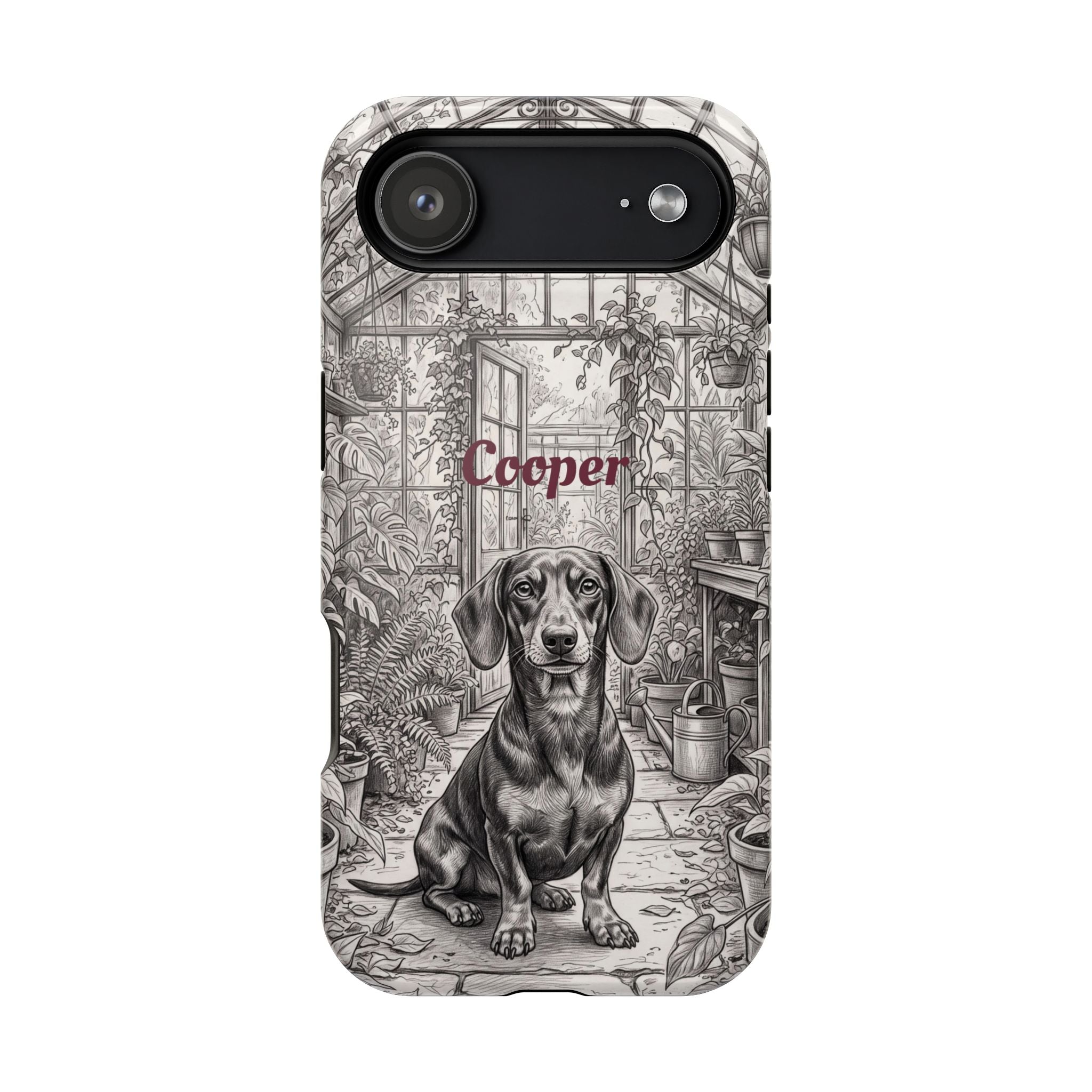 Personalized Dachshund Vintage Greenhouse Phone Case — Wireless Charging Cover