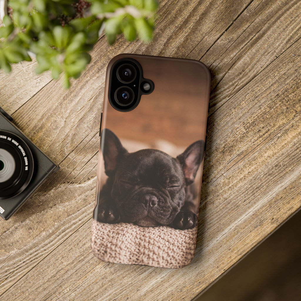 Sleeping French Bulldog Phone Case | Cozy Frenchie Resting on Blanket | iPhone & Samsung
