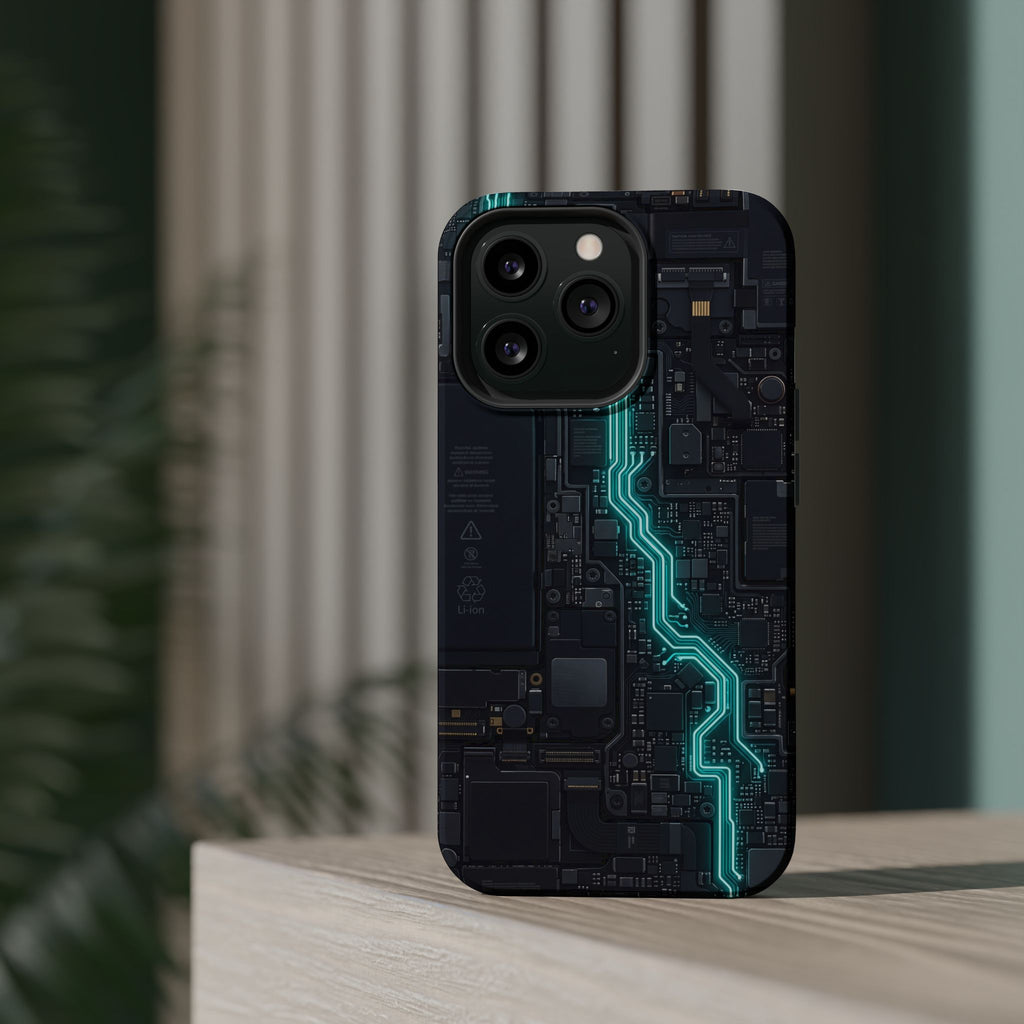 Cyan Bolt Electrician Phone Case — Electric Circuit Wireless Charging Cover