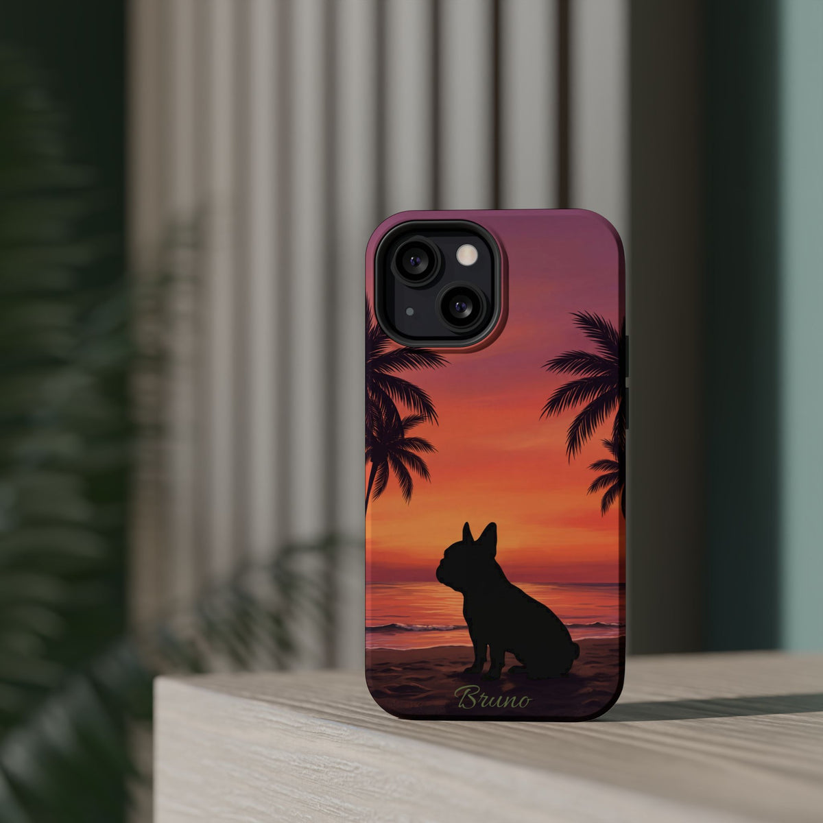 Personalized French Bulldog Tropical Beach Phone Case — Wireless Charging Cover