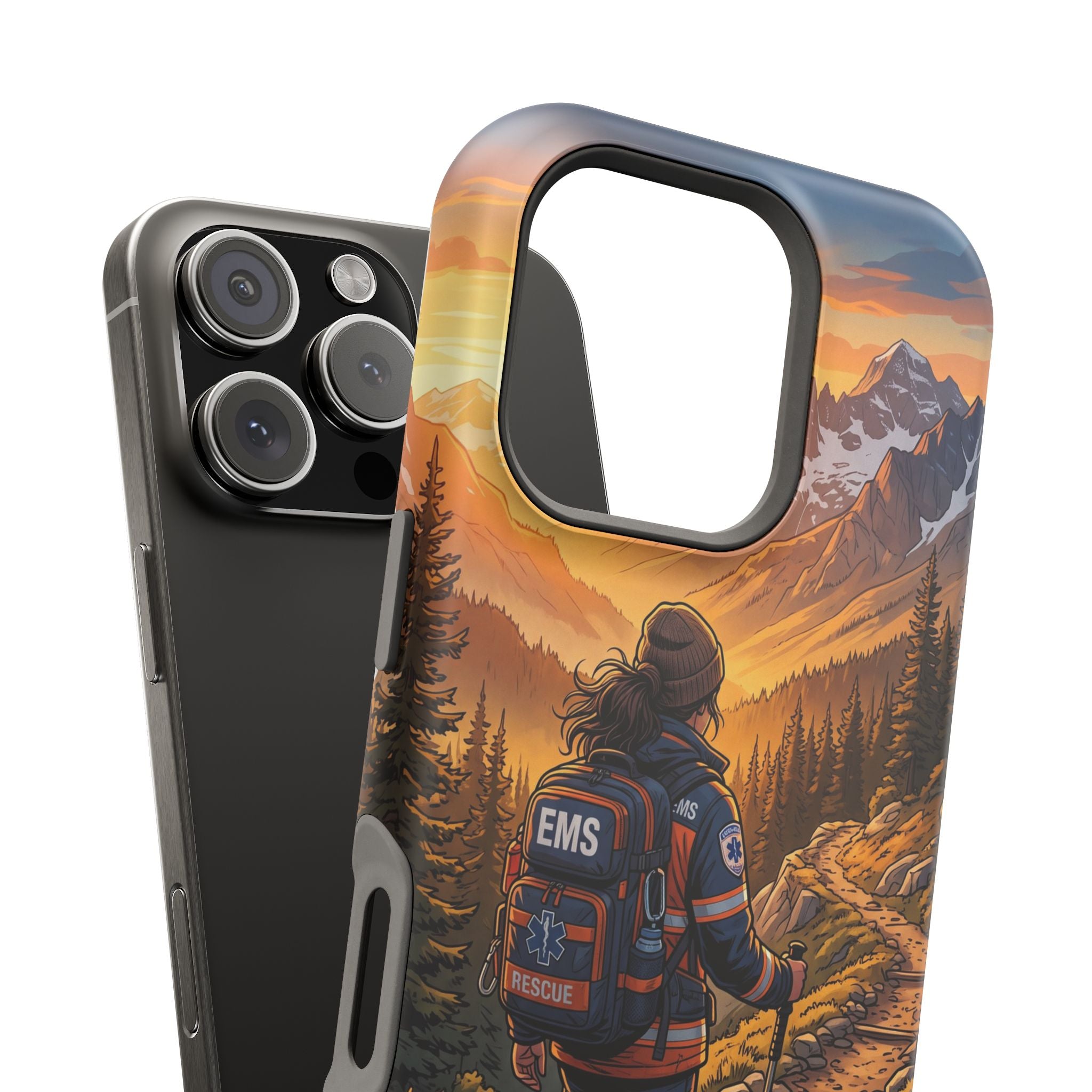 Paramedic/EMT Mountain Phone Case — Magnetic Wireless Charging Cover