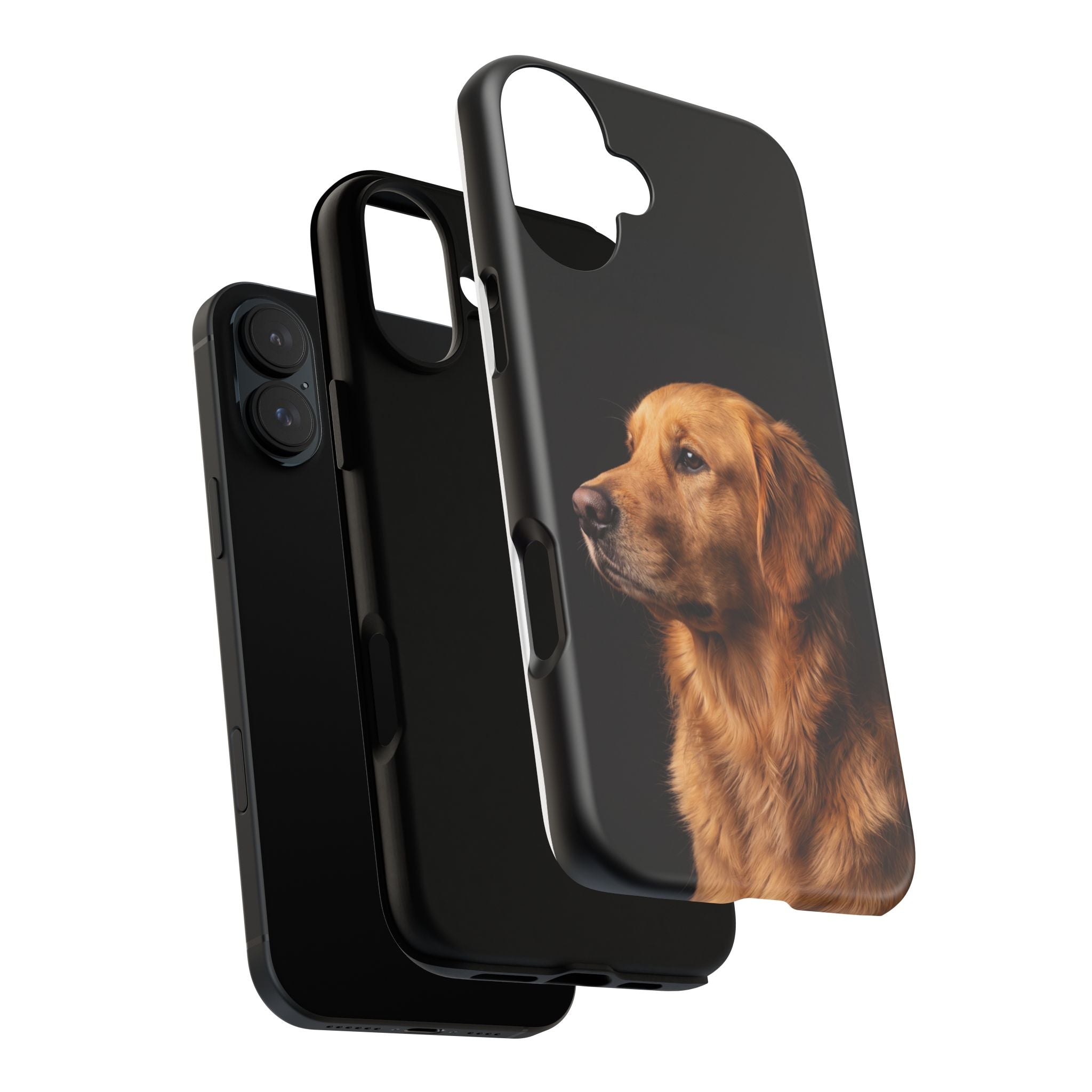 Golden Retriever Portrait Phone Case | Realistic Dog Photo on Black Background | iPhone & Samsung