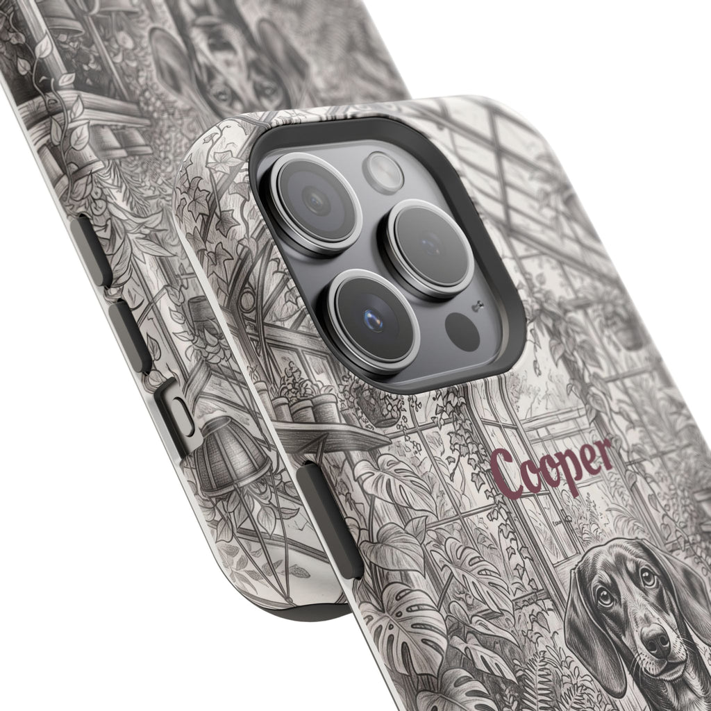 Personalized Dachshund Vintage Greenhouse Phone Case — Wireless Charging Cover