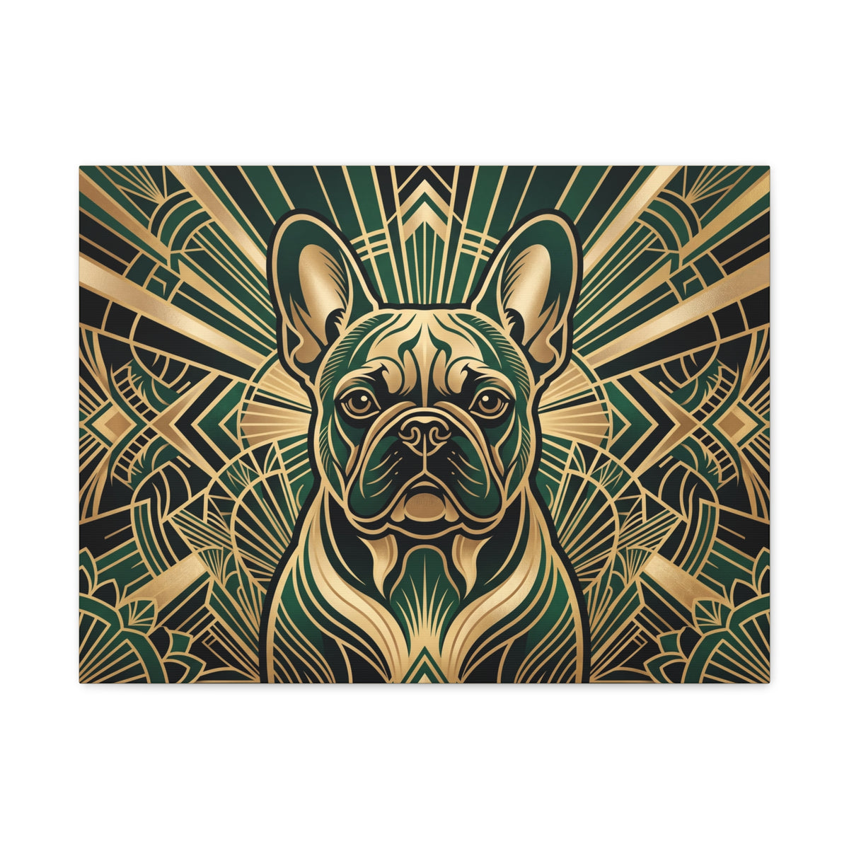 French Bulldog Canvas | Art Deco Emerald & Gold Wall Art
