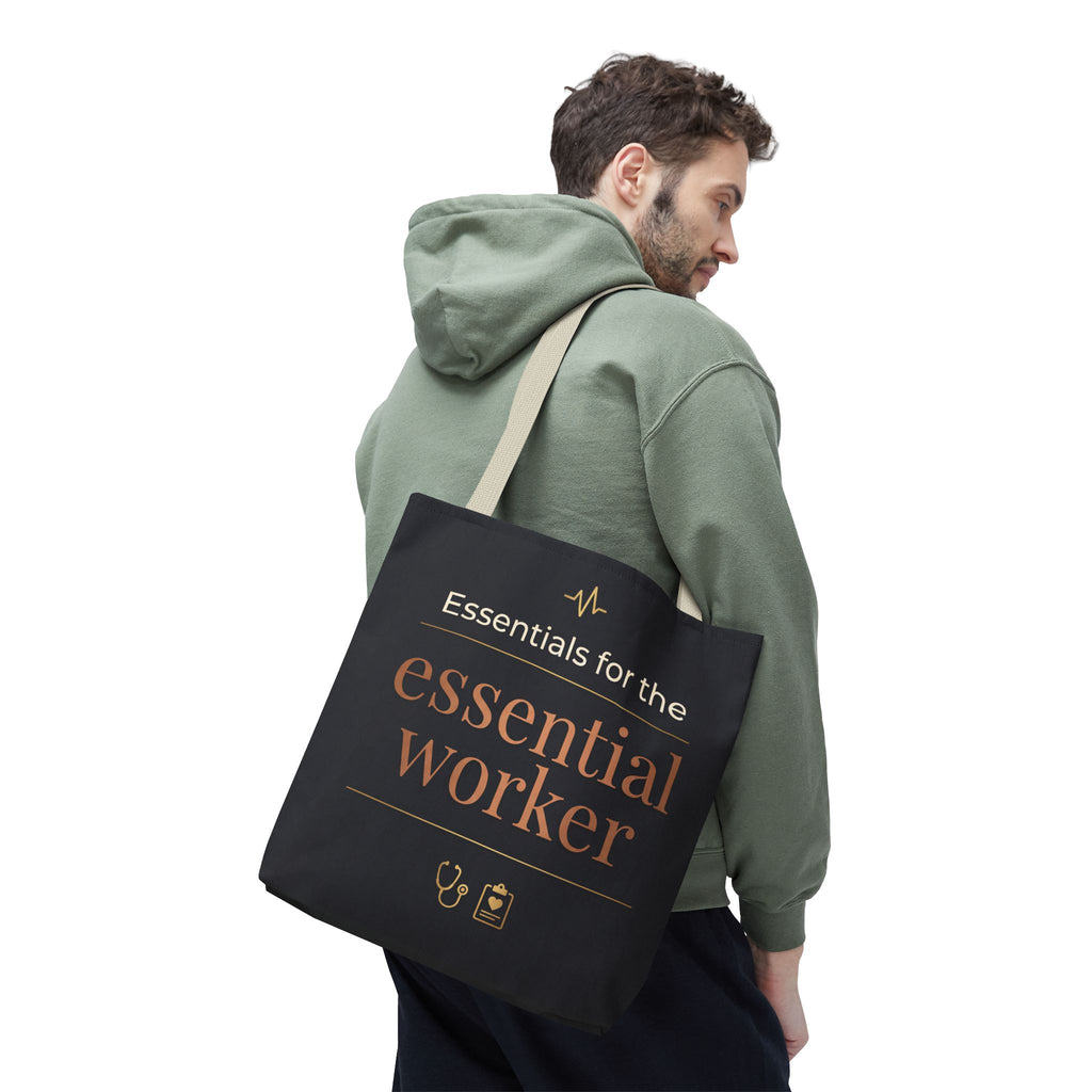 Essentials for the Essential Worker Tote | Healthcare Worker Gift Tote Bag | Nurse Doctor Appreciation Gift | Premium Polyester Carry-All