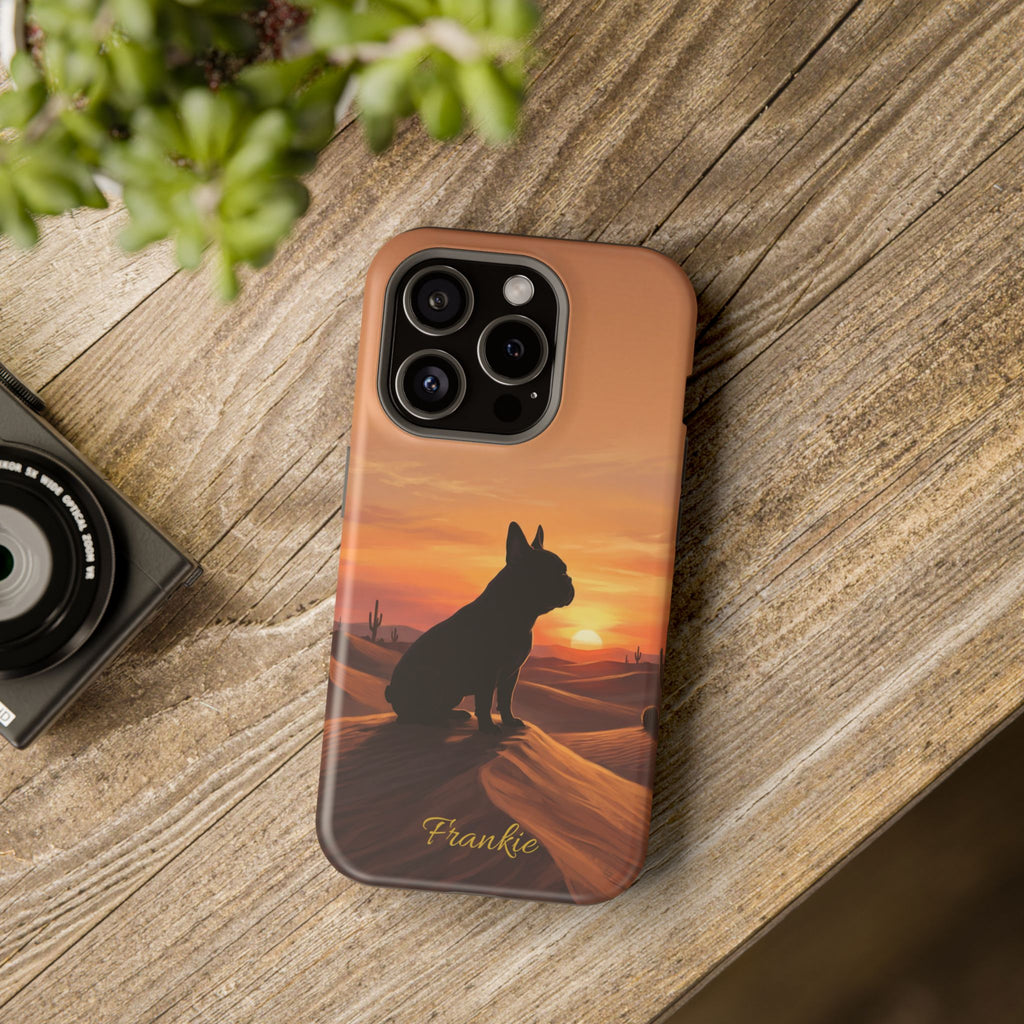 Personalized French Bulldog Desert Sunset Phone Case — Wireless Charging Cover
