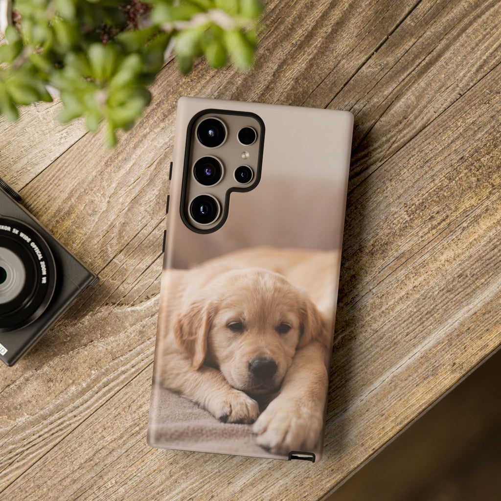 Sleepy Golden Retriever Puppy Phone Case | Cozy Cuddly Puppy Portrait | Samsung & iPhone