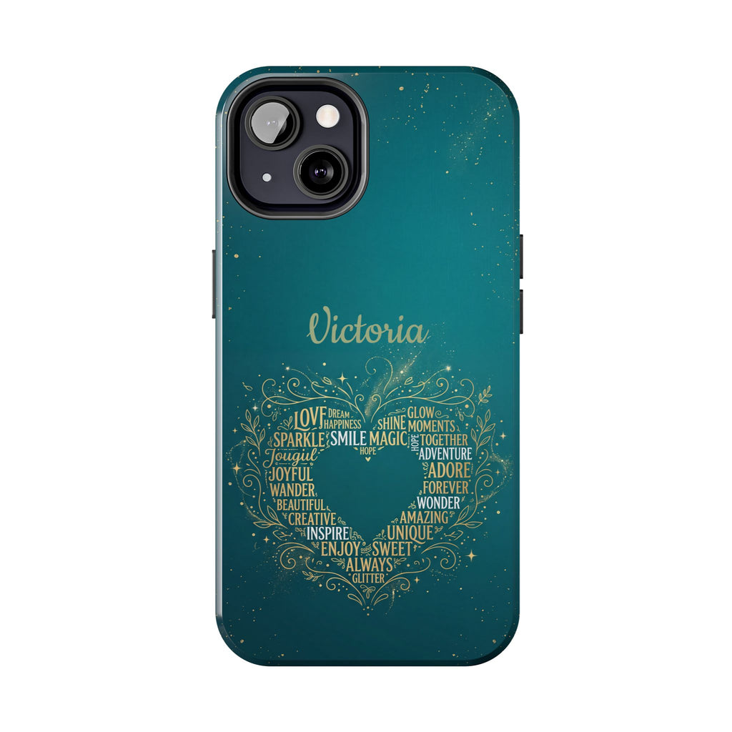 Personalized Teacher Phone Case — Custom Name Heart Word Art Design