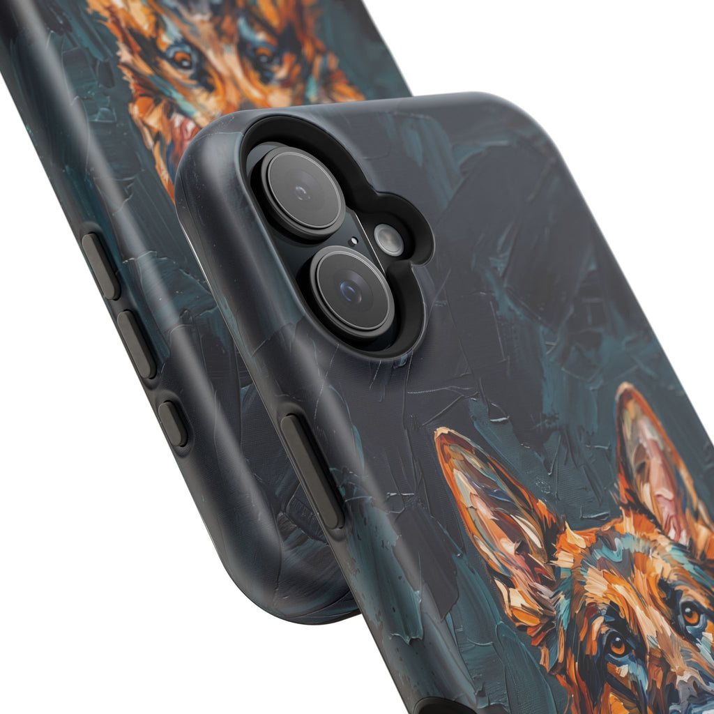 German Shepherd Phone Case | Palette Knife Painting Art — Tough Magnetic Case with Wireless Charging