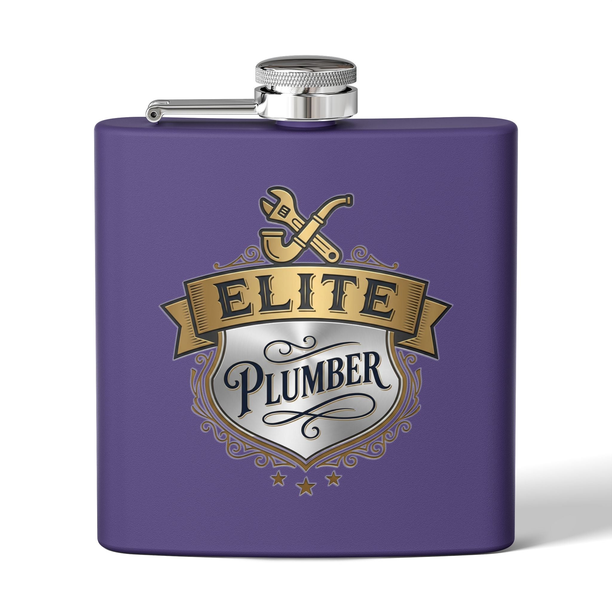 Flask — "Elite Plumber" 6oz Stainless Steel Hip Flask