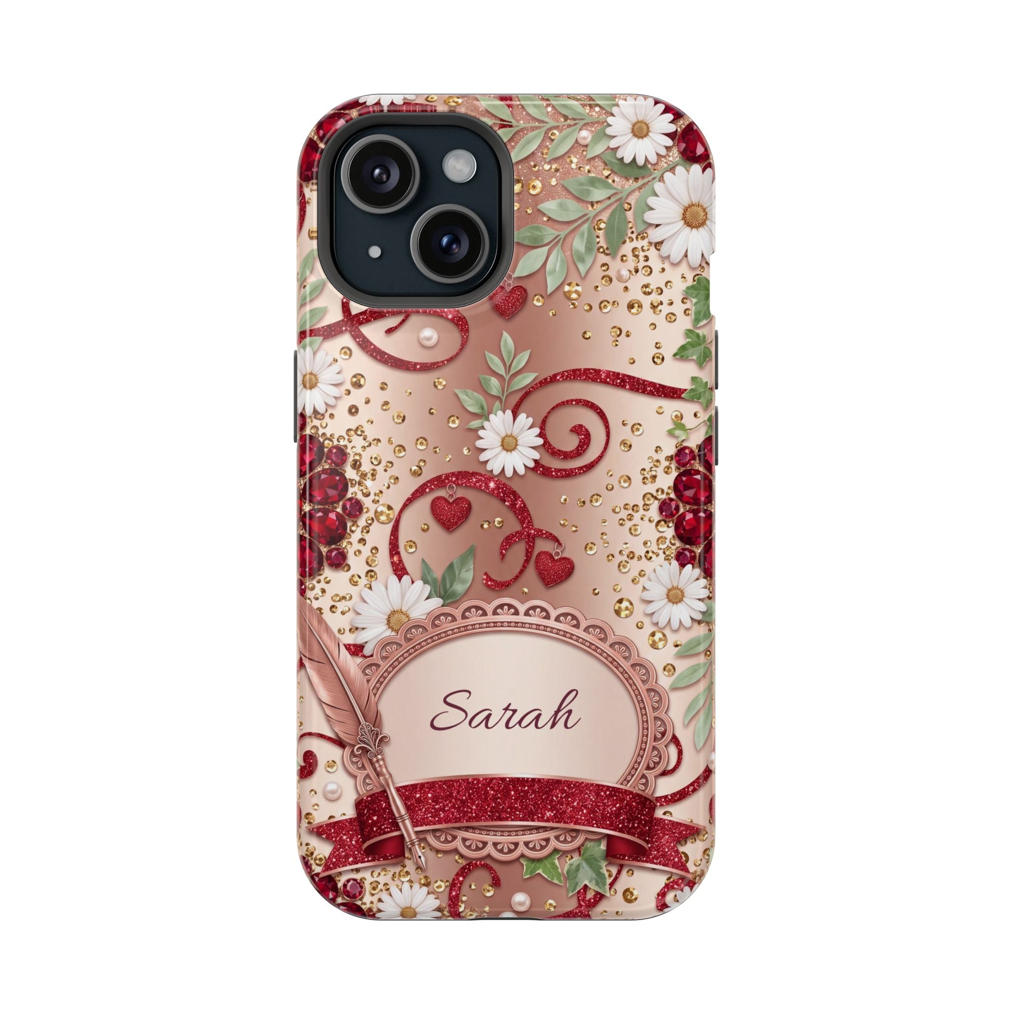 Personalized Vintage Floral Teacher Phone Case — Wireless Charging Cover