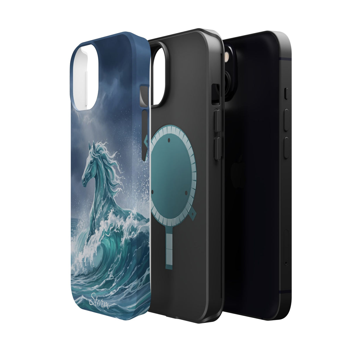 Personalized Ocean Wave Horse Phone Case — Tough Magnetic Case with Wireless Charging