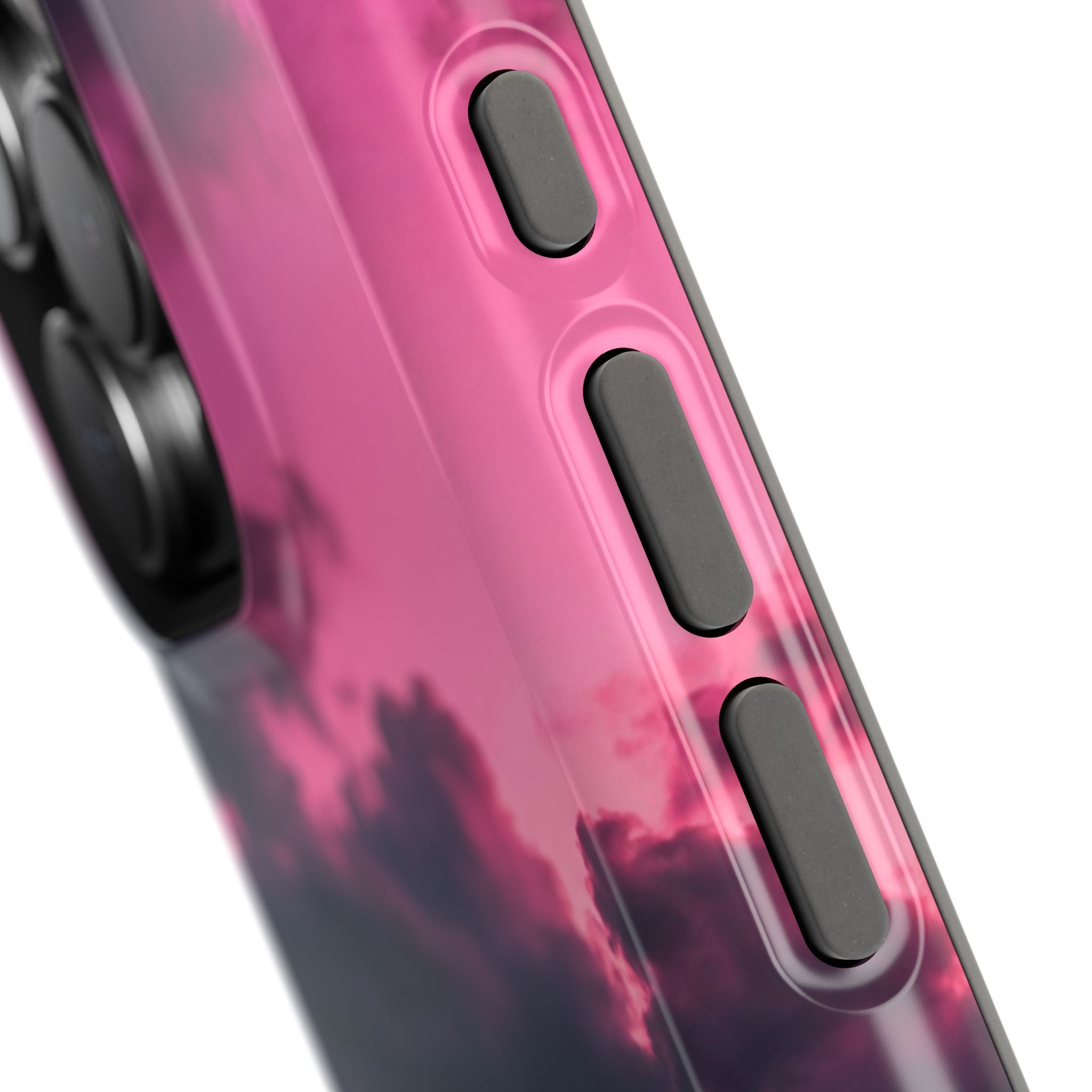 iPhone & Samsung Magnetic Impact-Resistant Phone Case — Pink Twilight Cloud with Paw Print