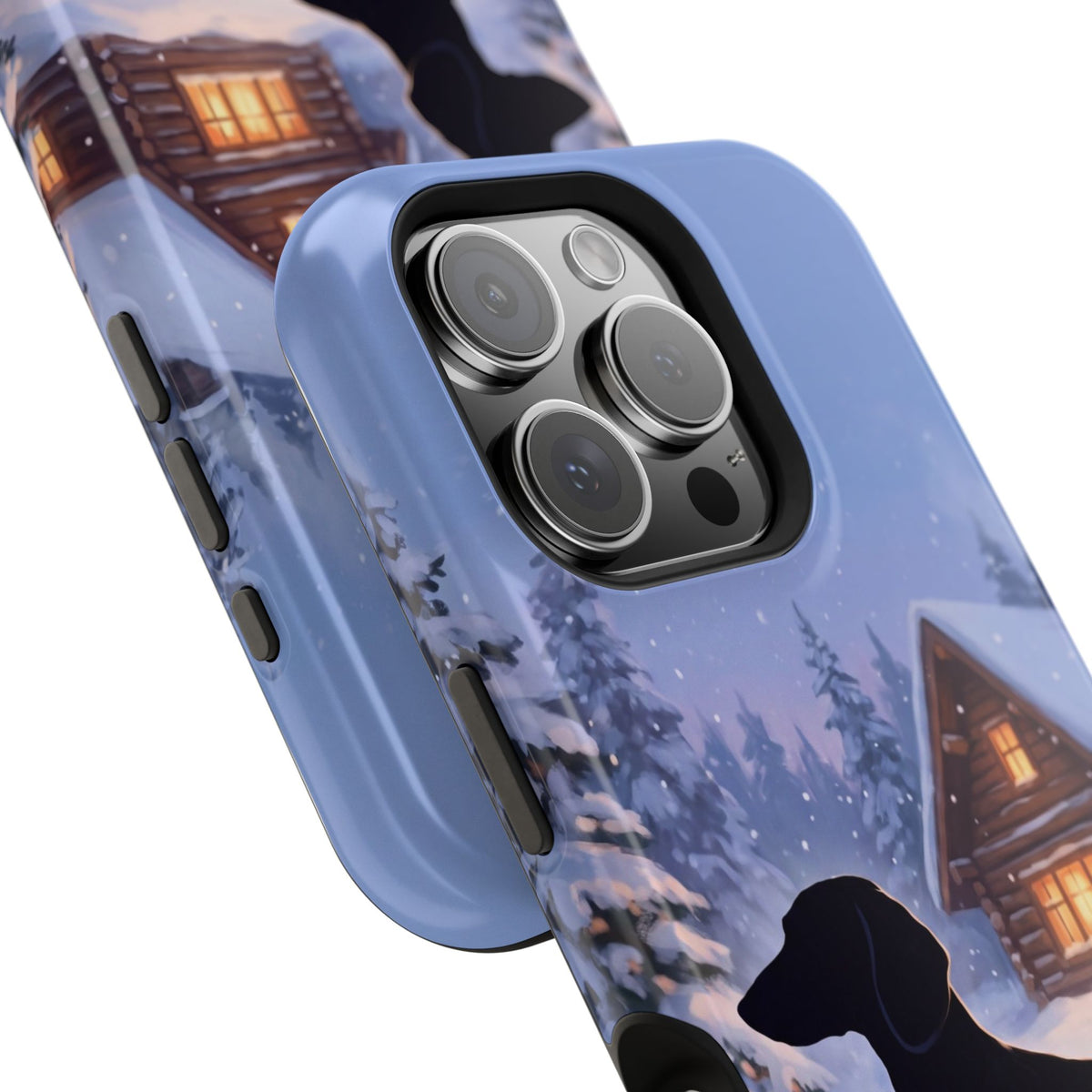 Personalized Dachshund Winter Cabin Phone Case — Wireless Charging Cover