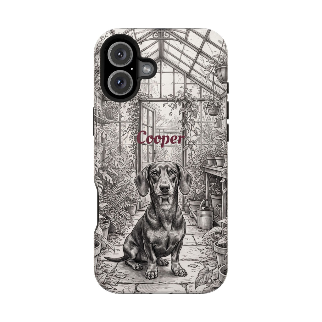 Personalized Dachshund Vintage Greenhouse Phone Case — Wireless Charging Cover