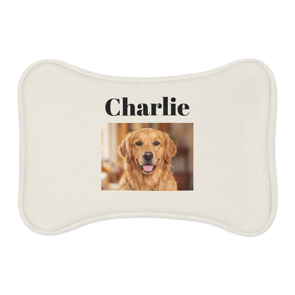 Personalized Golden Retriever Pet Feeding Mat | Custom Name & Photo Dog Placemat