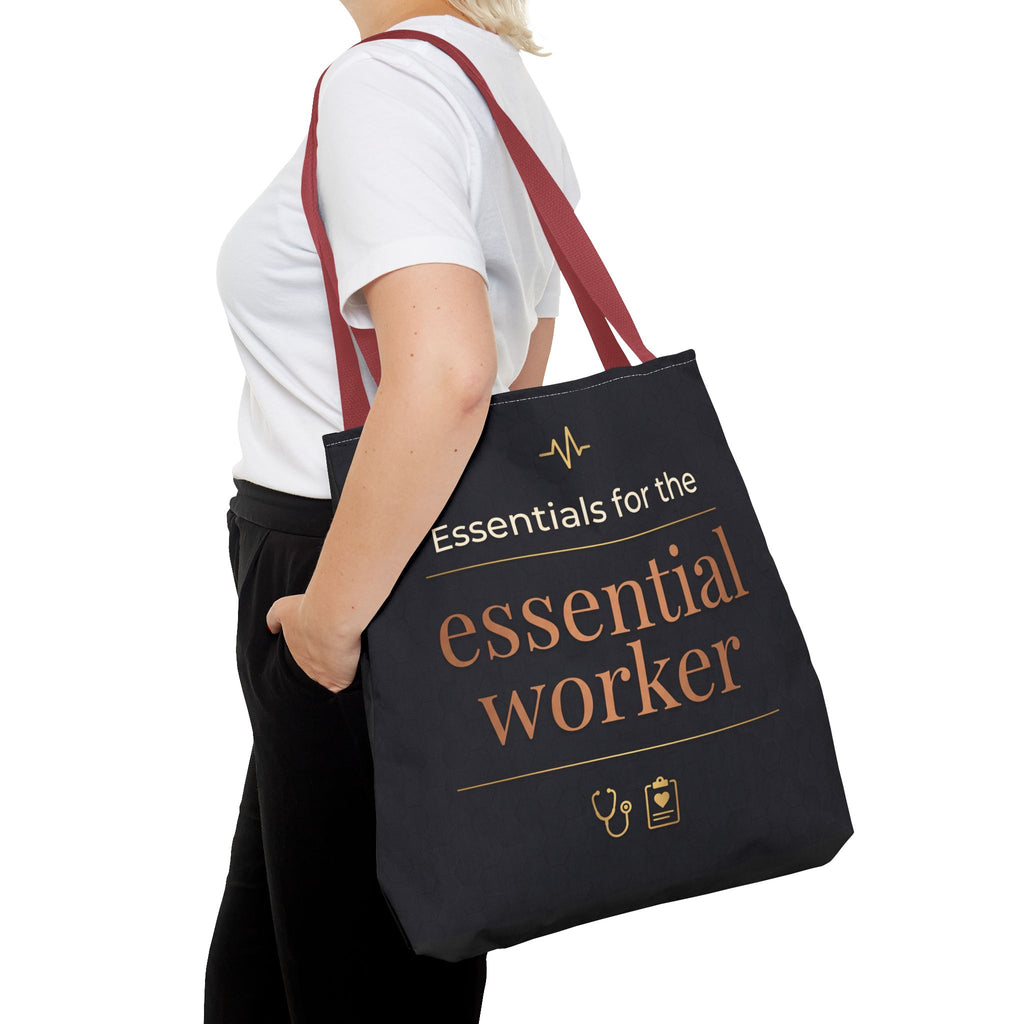 Essentials for the Essential Worker Tote | Healthcare Worker Gift Tote Bag | Nurse Doctor Appreciation Gift | Premium Polyester Carry-All