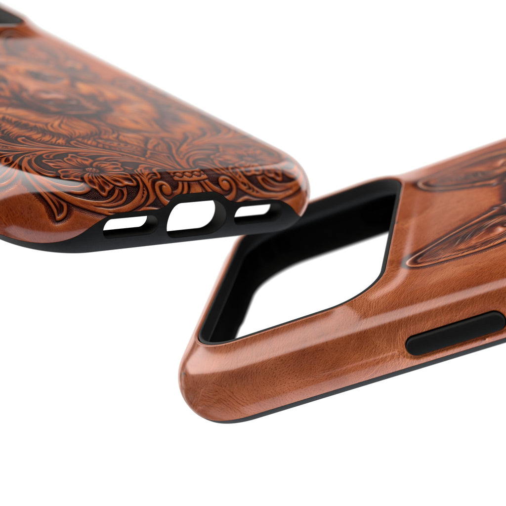 German Shepherd Phone Case | Western Tooled Art — Tough Magnetic Case with Wireless Charging
