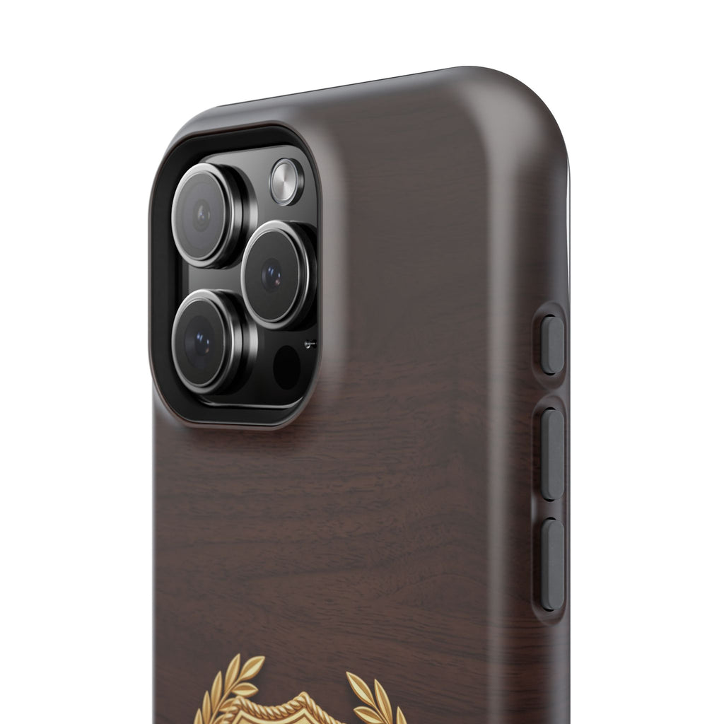 Gold Paramedic Laurel Badge Wood Phone Case — Magnetic Wireless Charging Cover