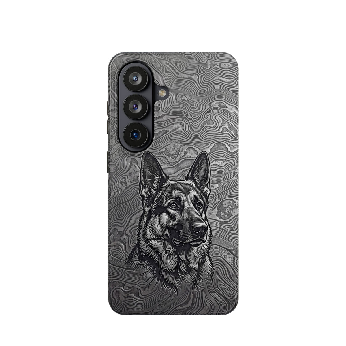 German Shepherd Phone Case | Damascus Art — Tough Magnetic Case with Wireless Charging