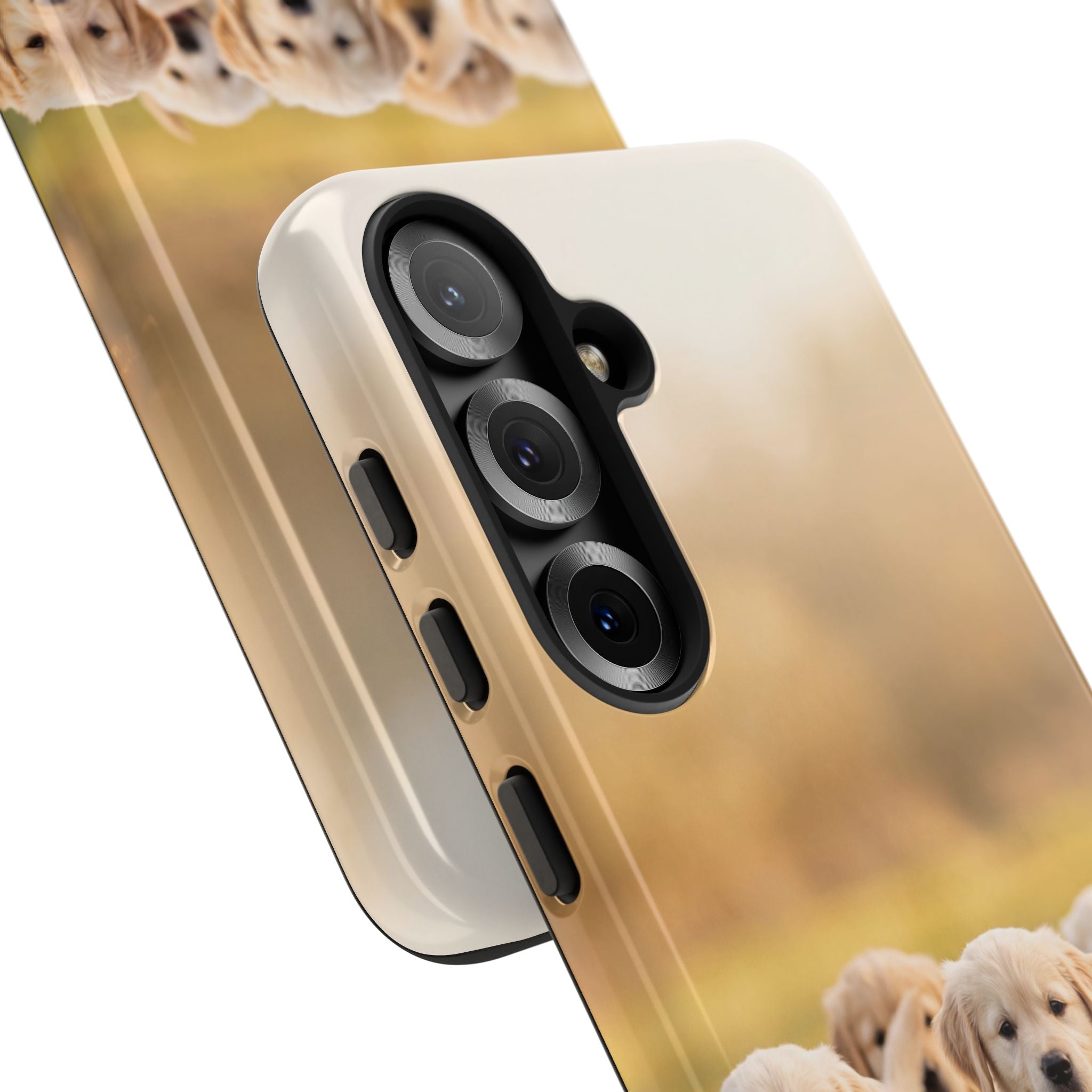 Golden Retriever Puppies Phone Case | Playful Puppy Pack Running in Grass | iPhone & Samsung
