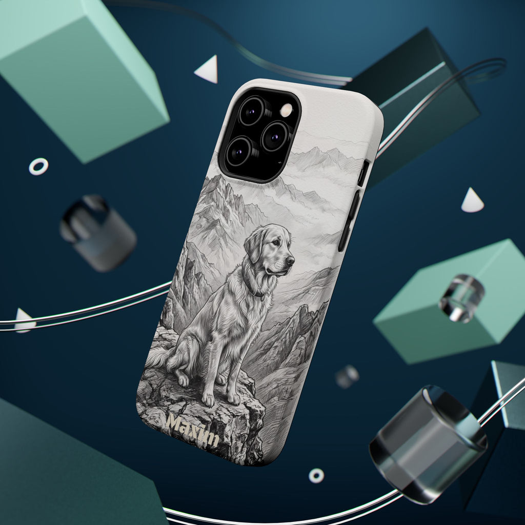Personalized Golden Retriever Mountain Peak Phone Case — Wireless Charging Cover