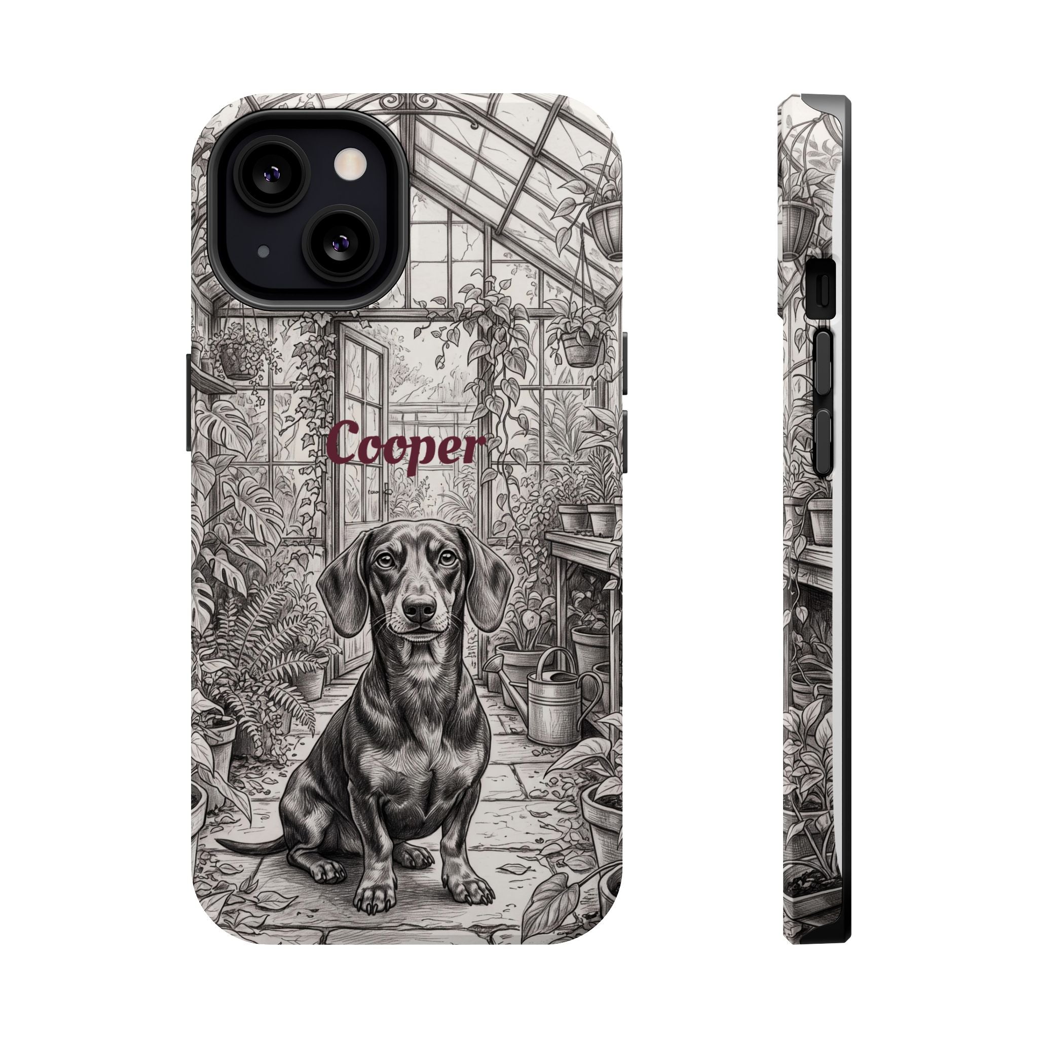 Personalized Dachshund Vintage Greenhouse Phone Case — Wireless Charging Cover