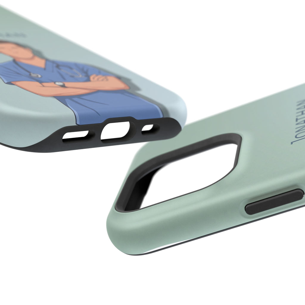 Personalized Nurse Portrait Phone Case — Impact-Resistant Wireless Charging Cover