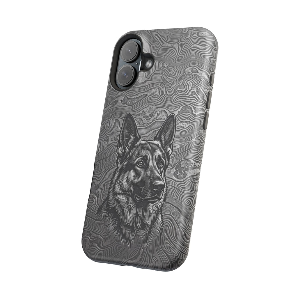 German Shepherd Phone Case | Damascus Art — Tough Magnetic Case with Wireless Charging