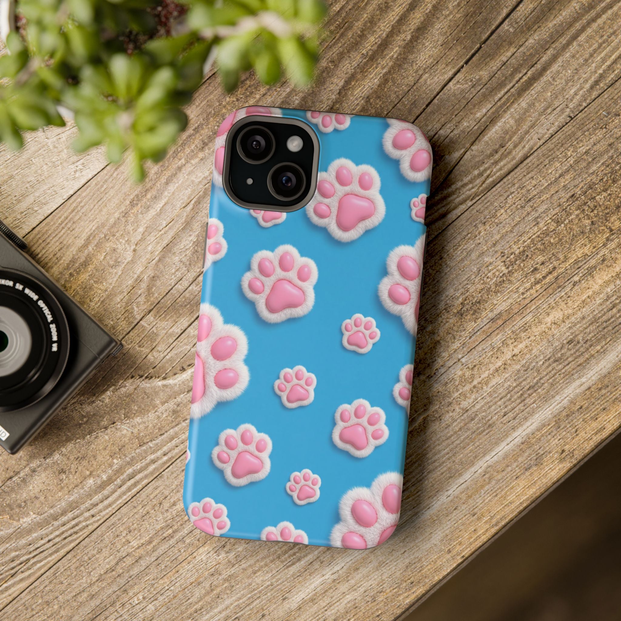 Fluffy Paw Print Phone Case | Cute 3D Pink Paw Pattern Case for Dog & Cat Lovers | iPhone & Samsung