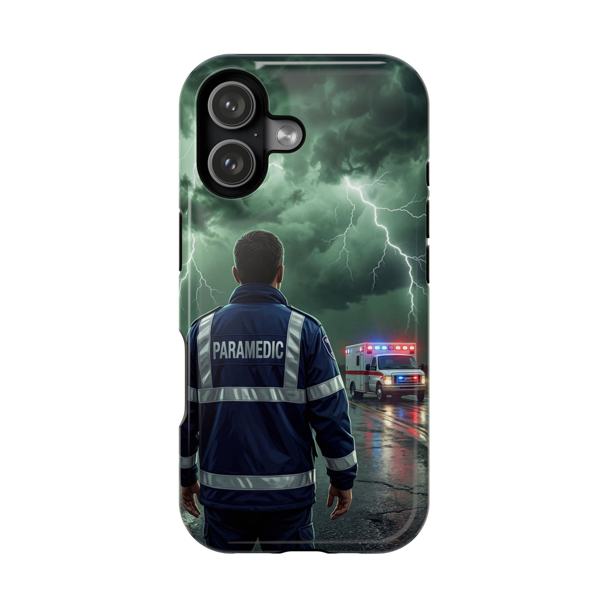 Paramedic Green Storm Phone Case — Magnetic Wireless Charging Cover