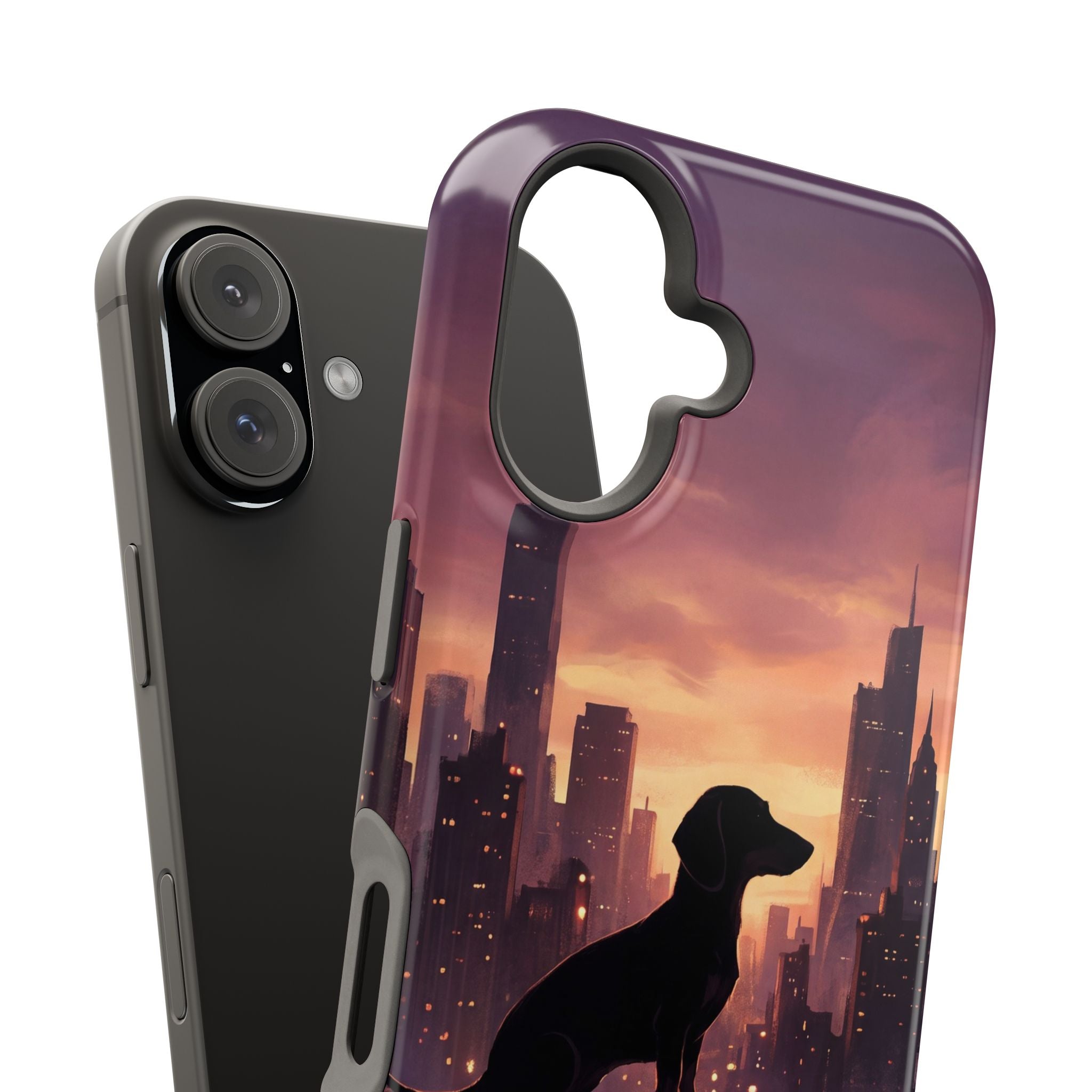 Personalized Dachshund City Skyline Phone Case — Wireless Charging Cover