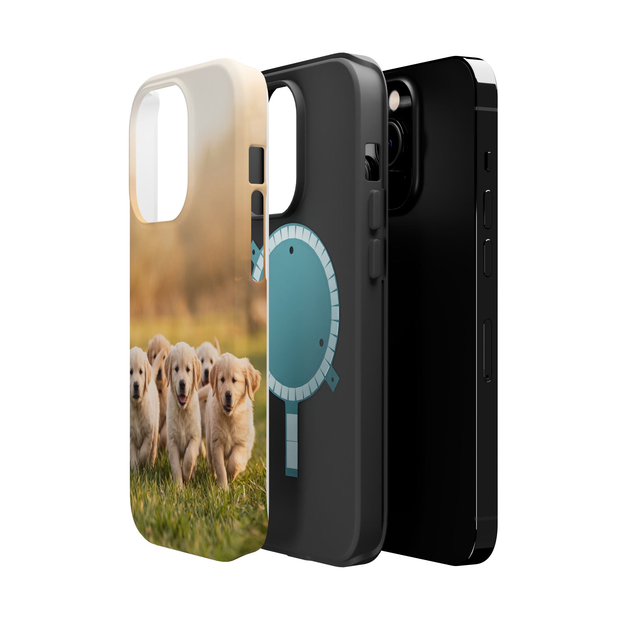 Golden Retriever Puppies Phone Case — Impact-Resistant Wireless Charging Cover