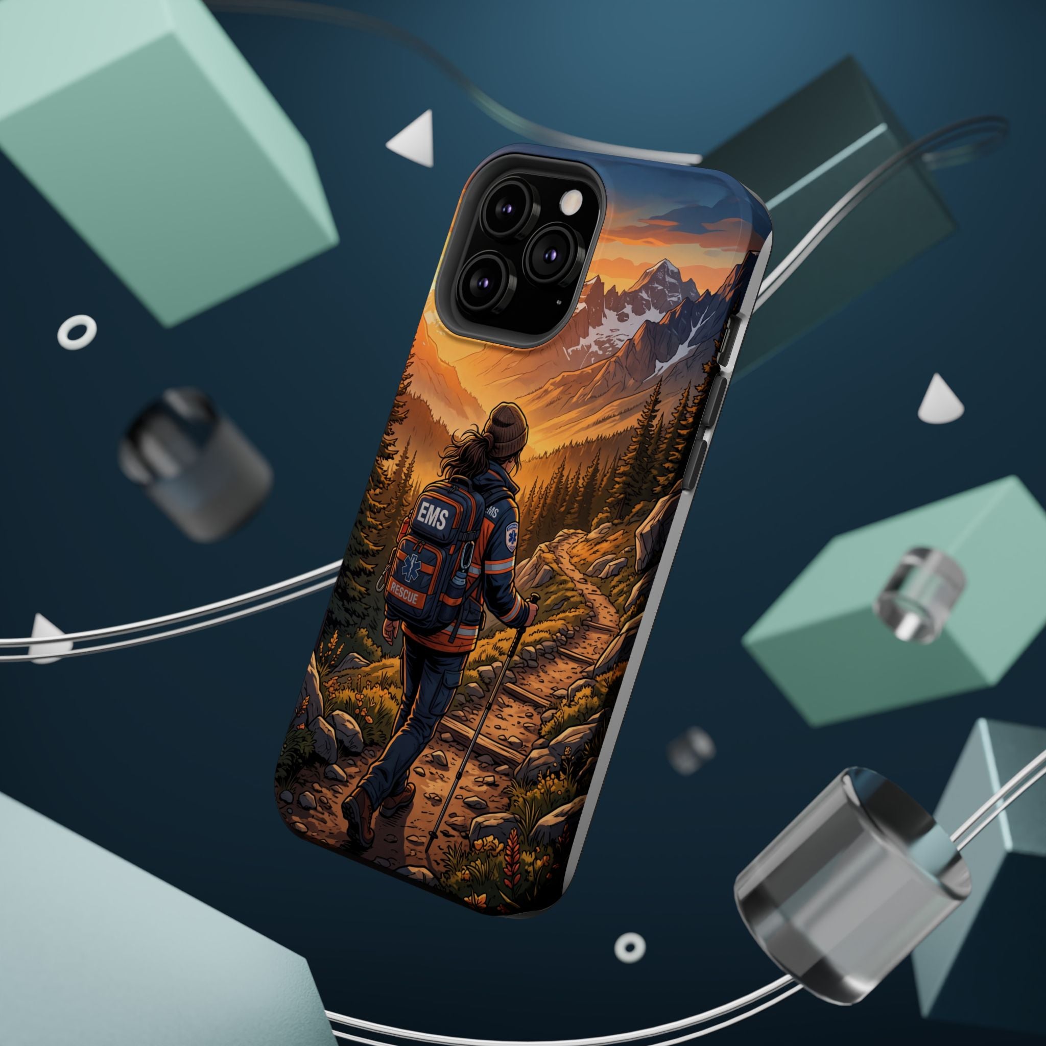 Paramedic/EMT Mountain Phone Case — Magnetic Wireless Charging Cover