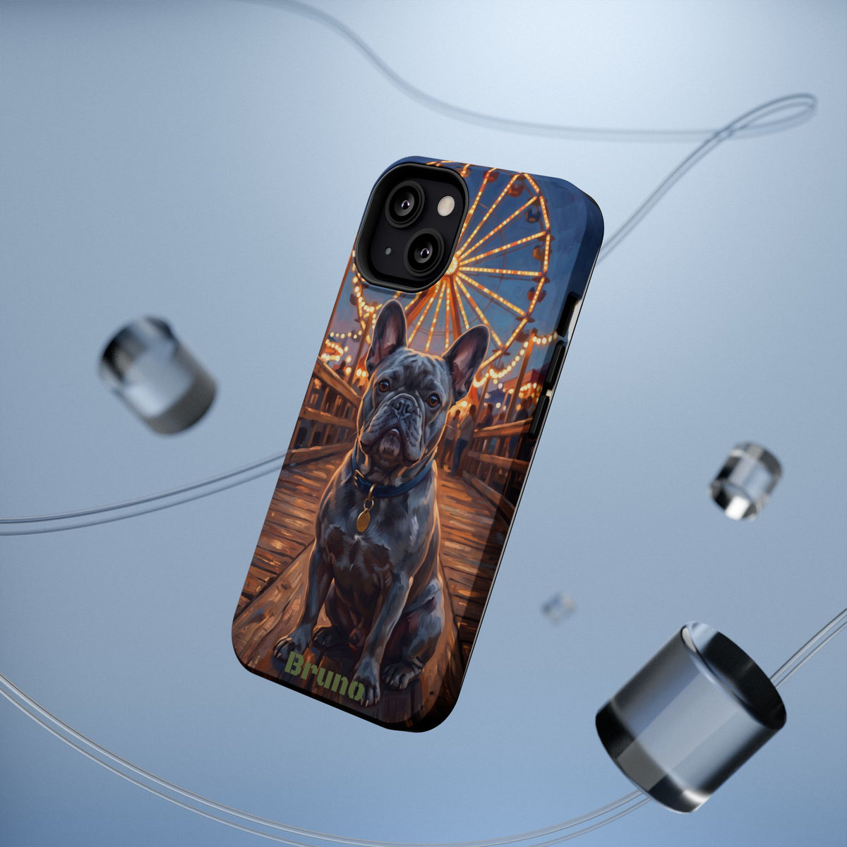 Personalized French Bulldog Pier Lights Phone Case — Wireless Charging Cover