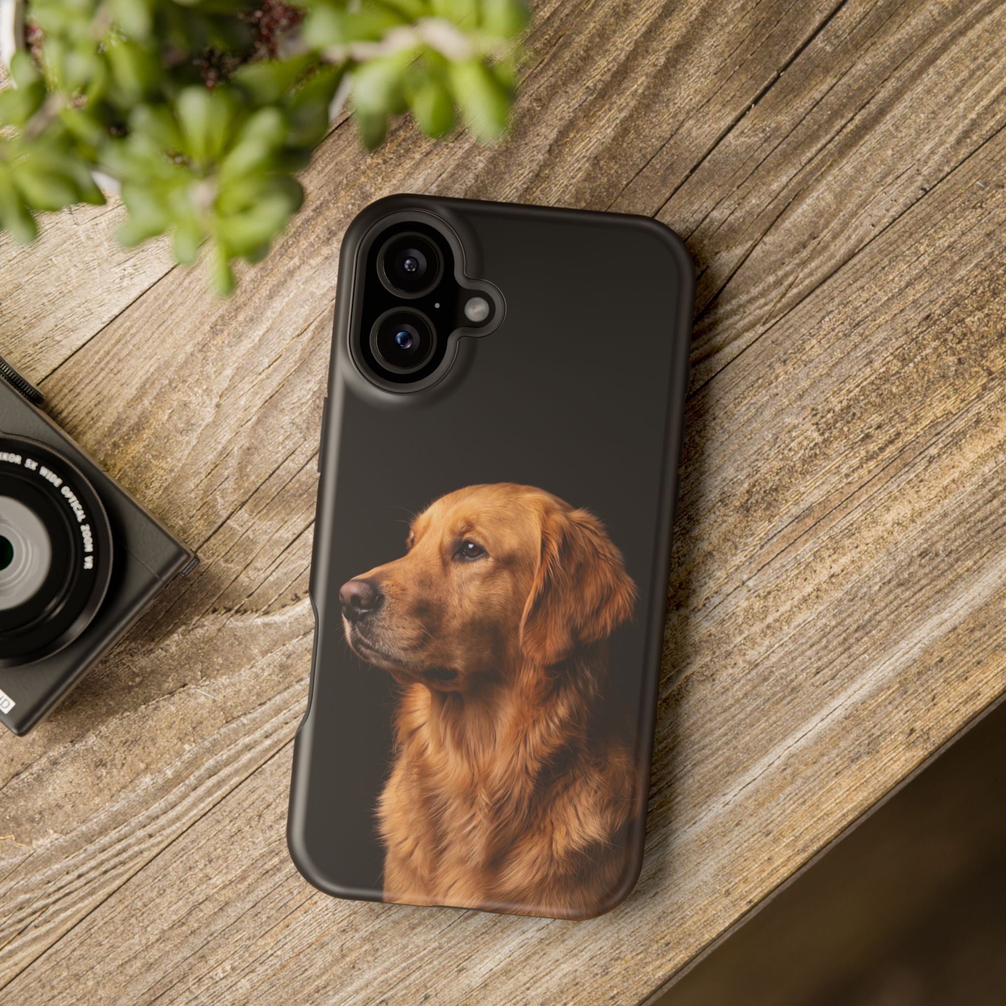 Golden Retriever Portrait Phone Case — Impact-Resistant Wireless Charging Cover
