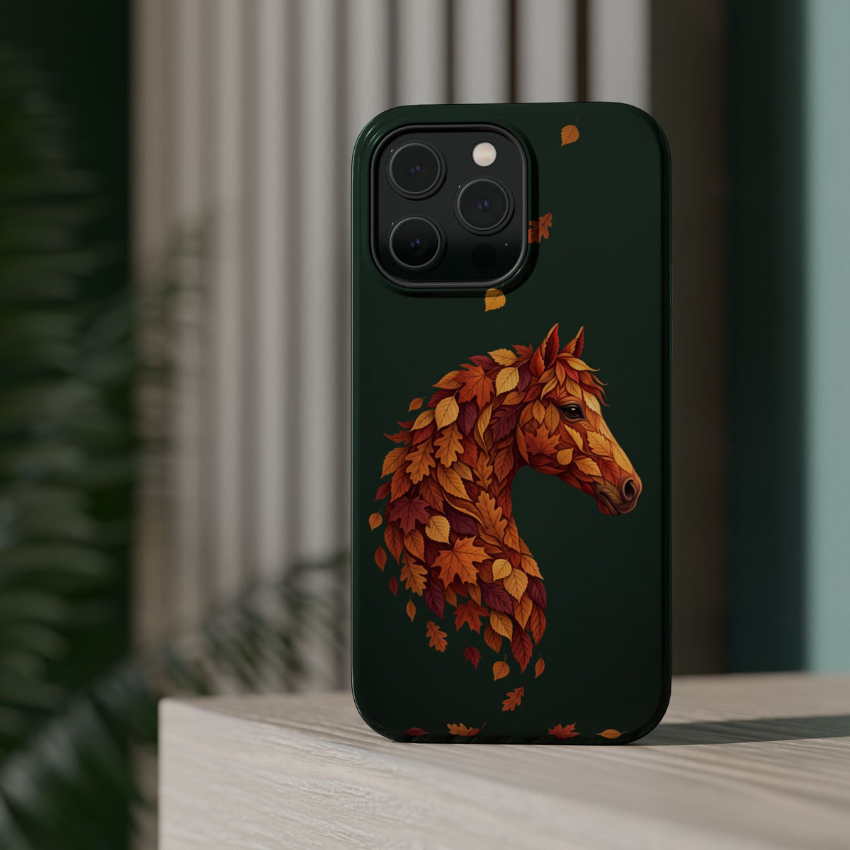Autumn Leaves Horse Phone Case — Tough Magnetic Case with Wireless Charging