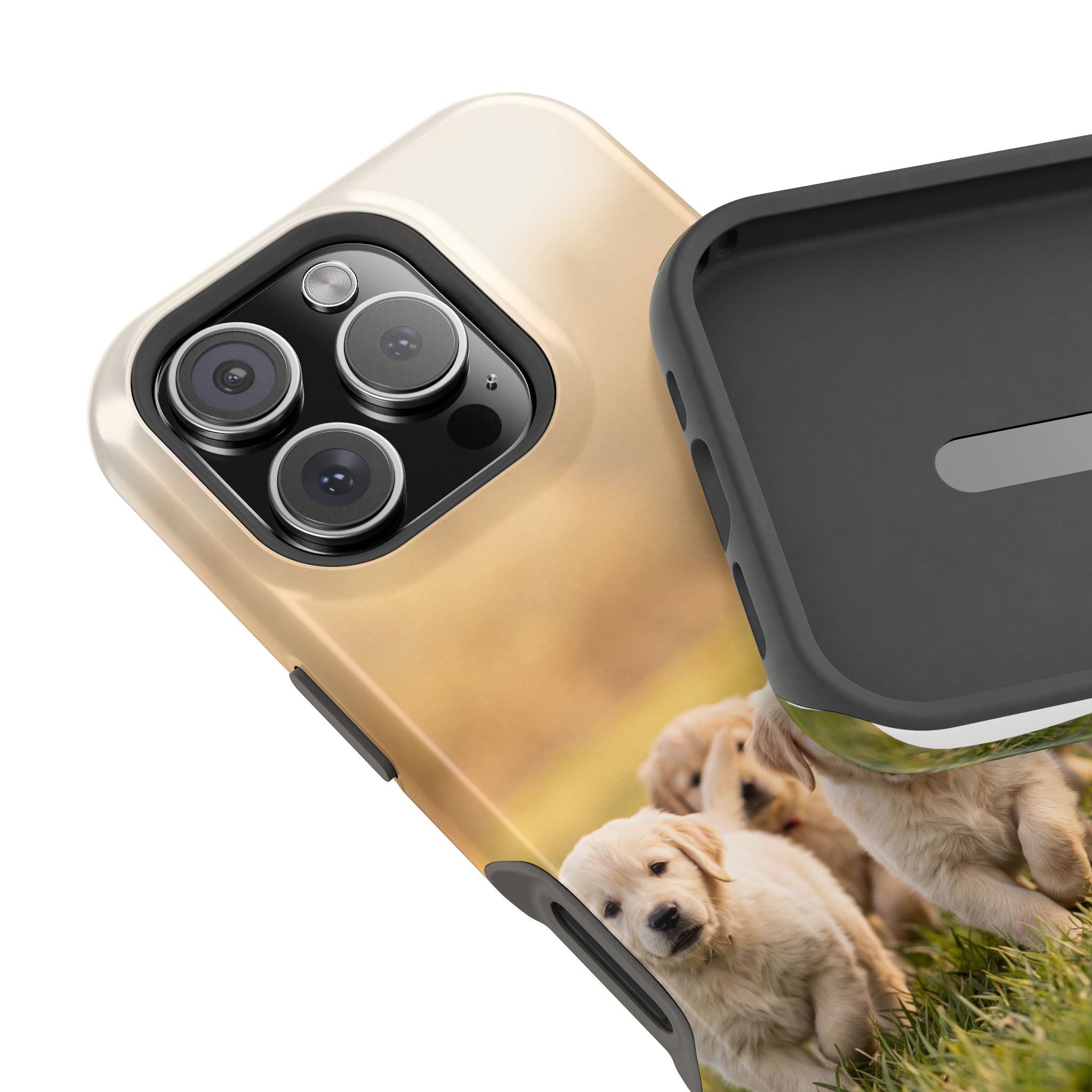 Golden Retriever Puppies Phone Case — Impact-Resistant Wireless Charging Cover