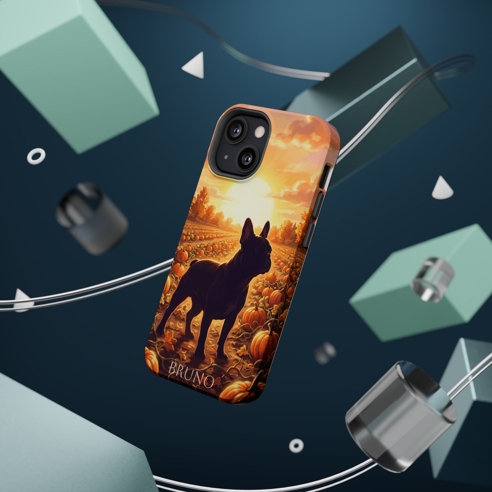 Personalized French Bulldog Pumpkin Patch Phone Case — Wireless Charging Cover