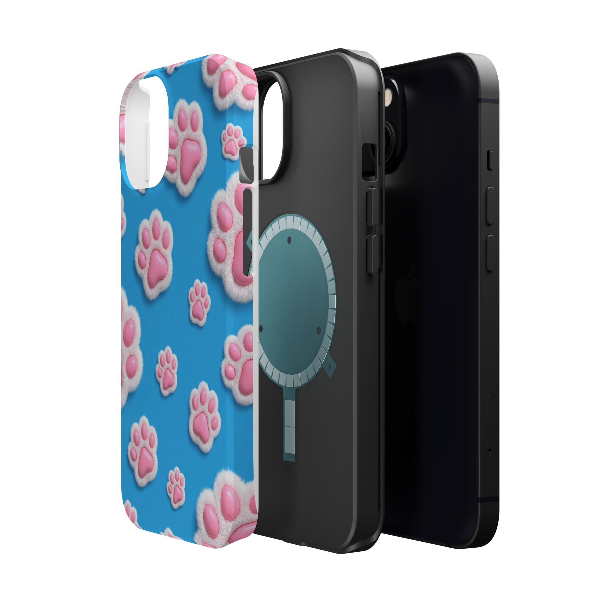 Fluffy Paw Print Phone Case | Cute 3D Pink Paw Pattern Case for Dog & Cat Lovers | iPhone & Samsung