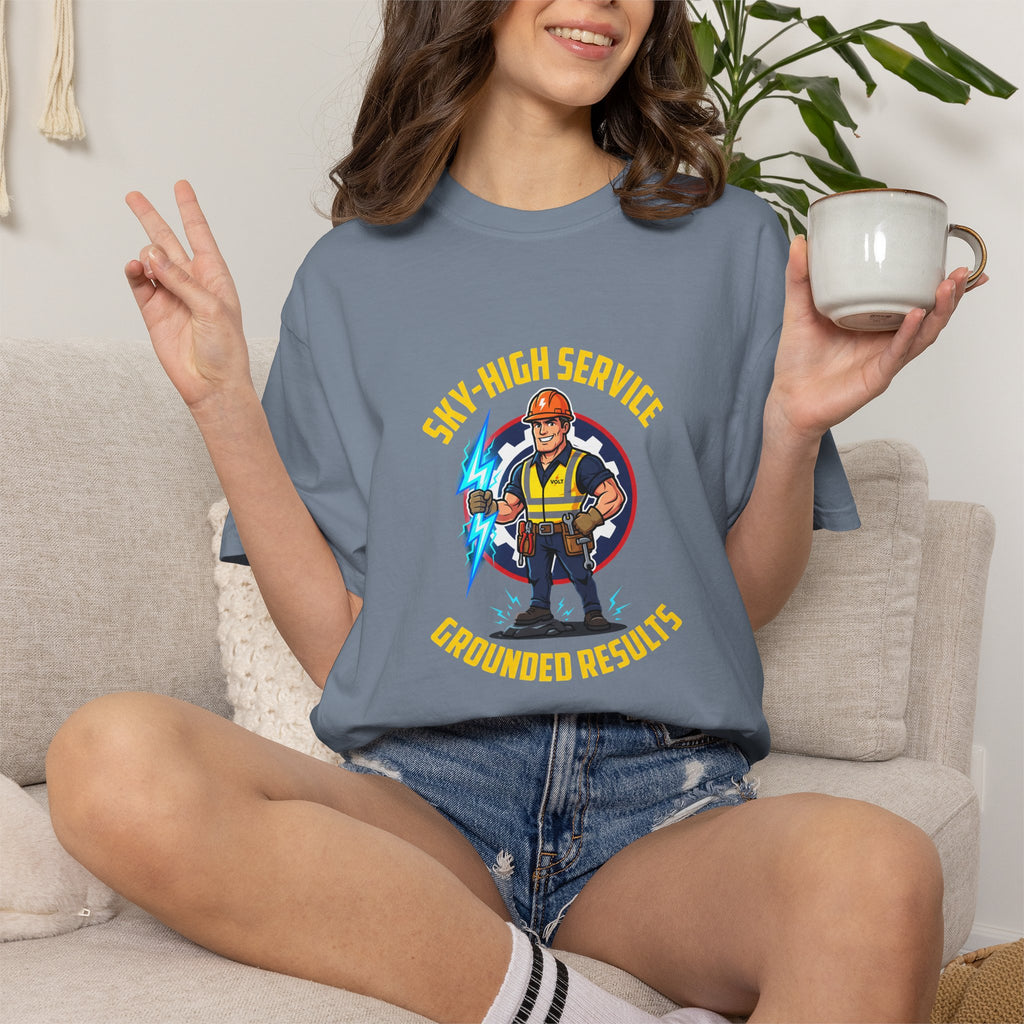 Sky-High Service Grounded Results Electrician T-Shirt