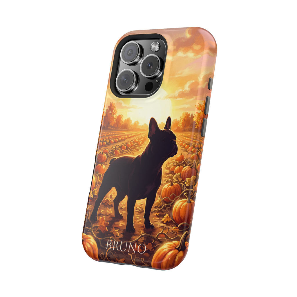 Personalized French Bulldog Pumpkin Patch Phone Case — Wireless Charging Cover