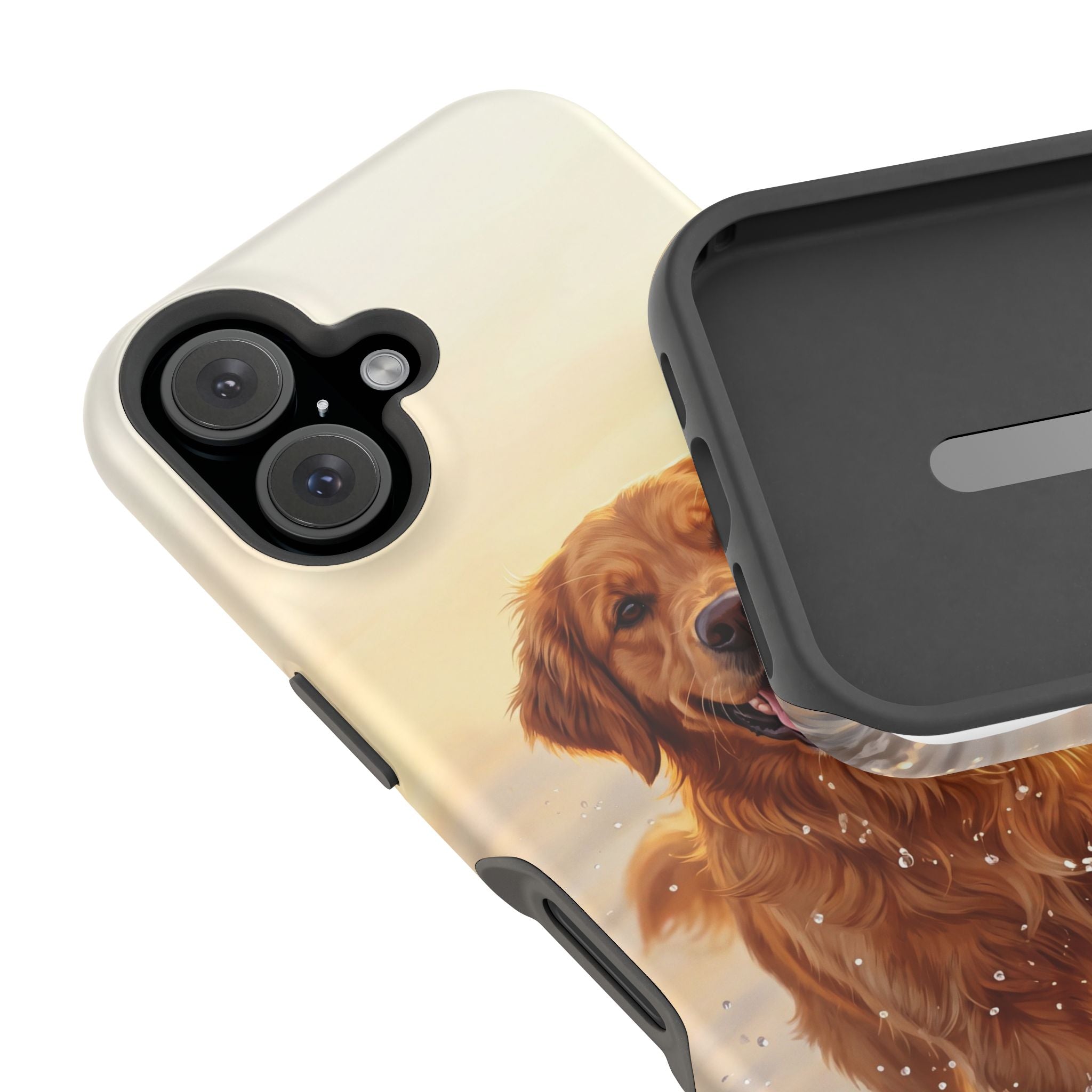 Beach Golden Retriever Phone Case — Impact-Resistant Wireless Charging Cover