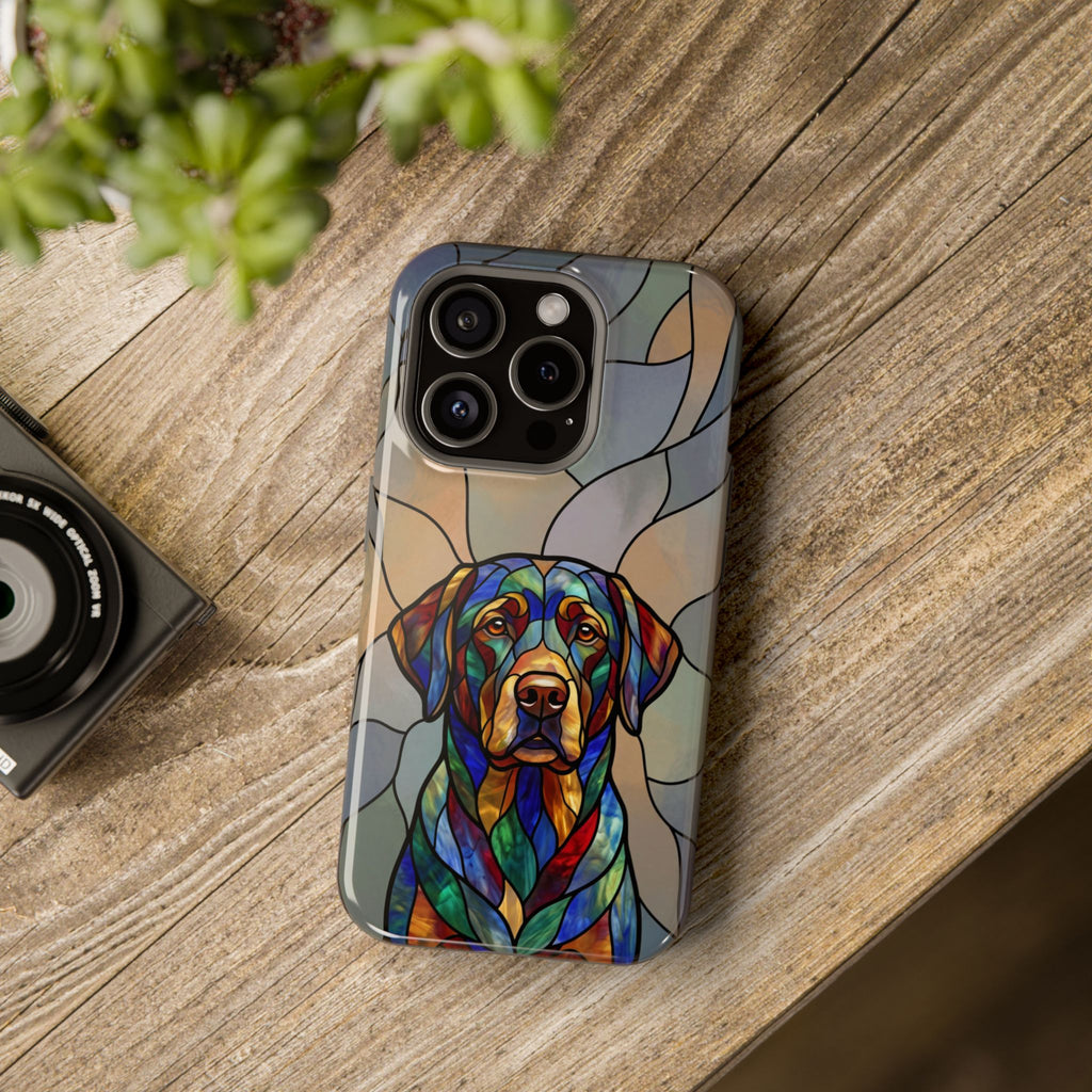 Stained Glass Labrador Phone Case — Tough Magnetic Case with Wireless Charging