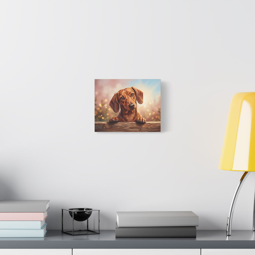 Dachshund Canvas Art – Cute Puppy Portrait Matte Stretched Wall Decor