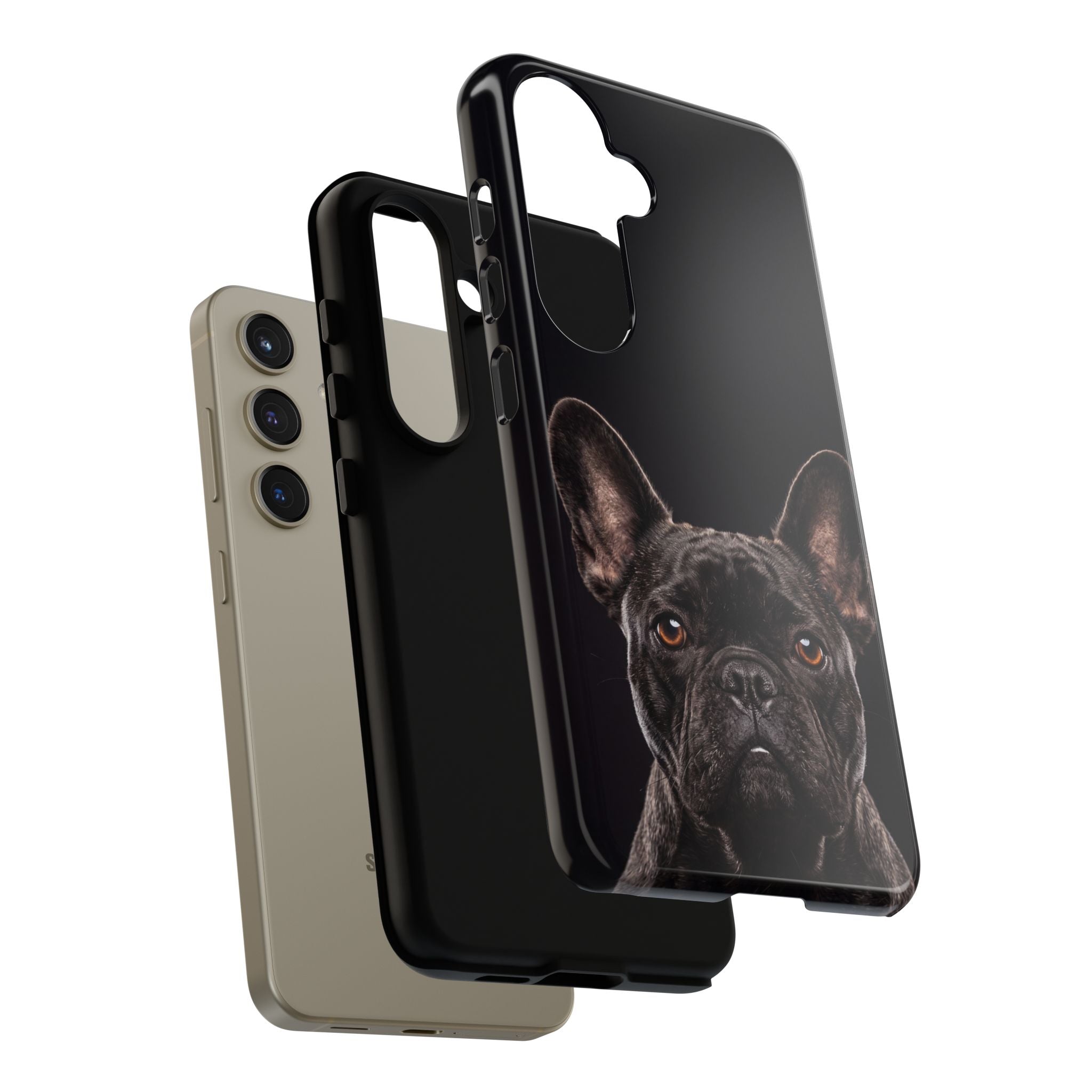 Front-Facing French Bulldog Phone Case | Dramatic Black Studio Portrait | Samsung & iPhone